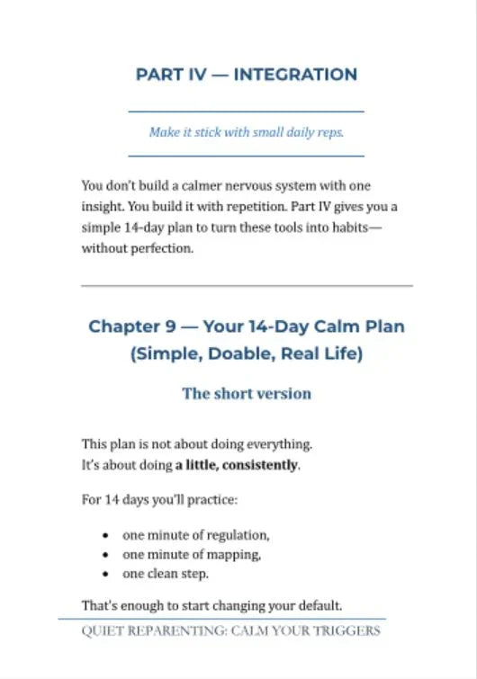 Strona poradnika z planem na 14 dni, integracja nawyków i codzienne małe kroki