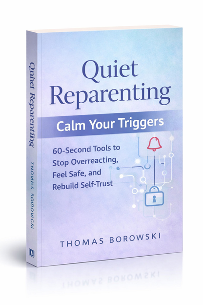Inner child healing tools from Quiet Reparenting book, showing calm, safe space with soothing imagery for emotional healing.