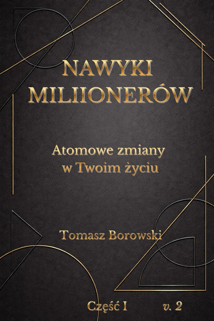 Okładka e-booka Nawyki Milionerów z złotym napisem na czarnym tle, poradnik sukcesu