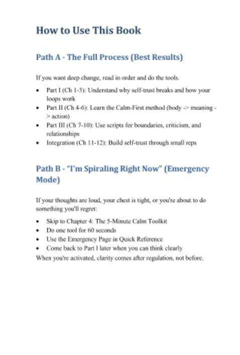Instrukcja korzystania z książki, podział na dwie ścieżki: pełny proces i tryb awaryjny, lista kroków do wykonania.