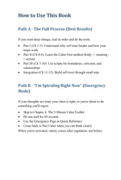 Instrukcja korzystania z książki, podział na dwie ścieżki: pełny proces i tryb awaryjny, lista kroków do wykonania.